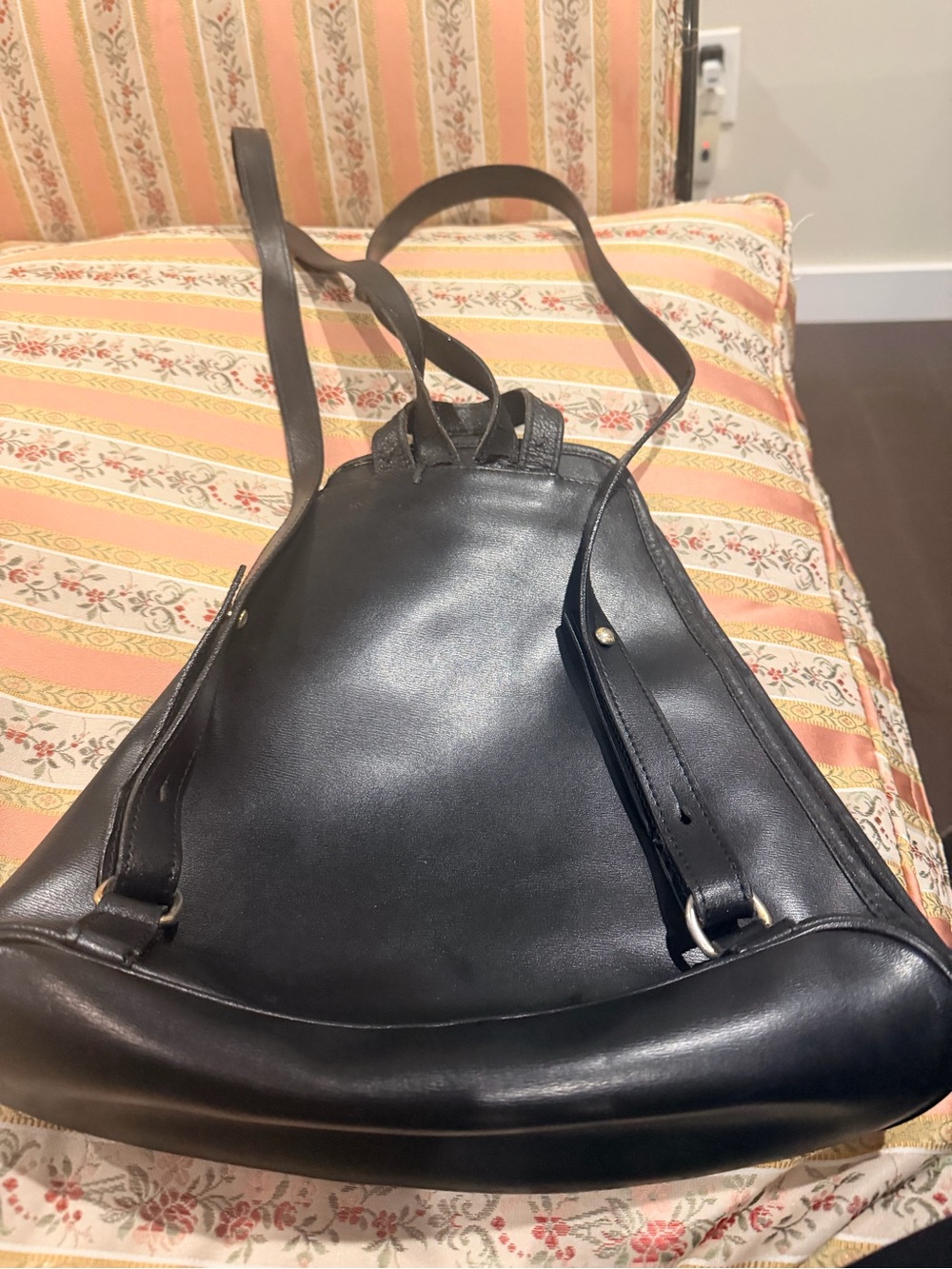 Longchamp Black Leather Backpack,vintage 90 - Picture 5 of 7